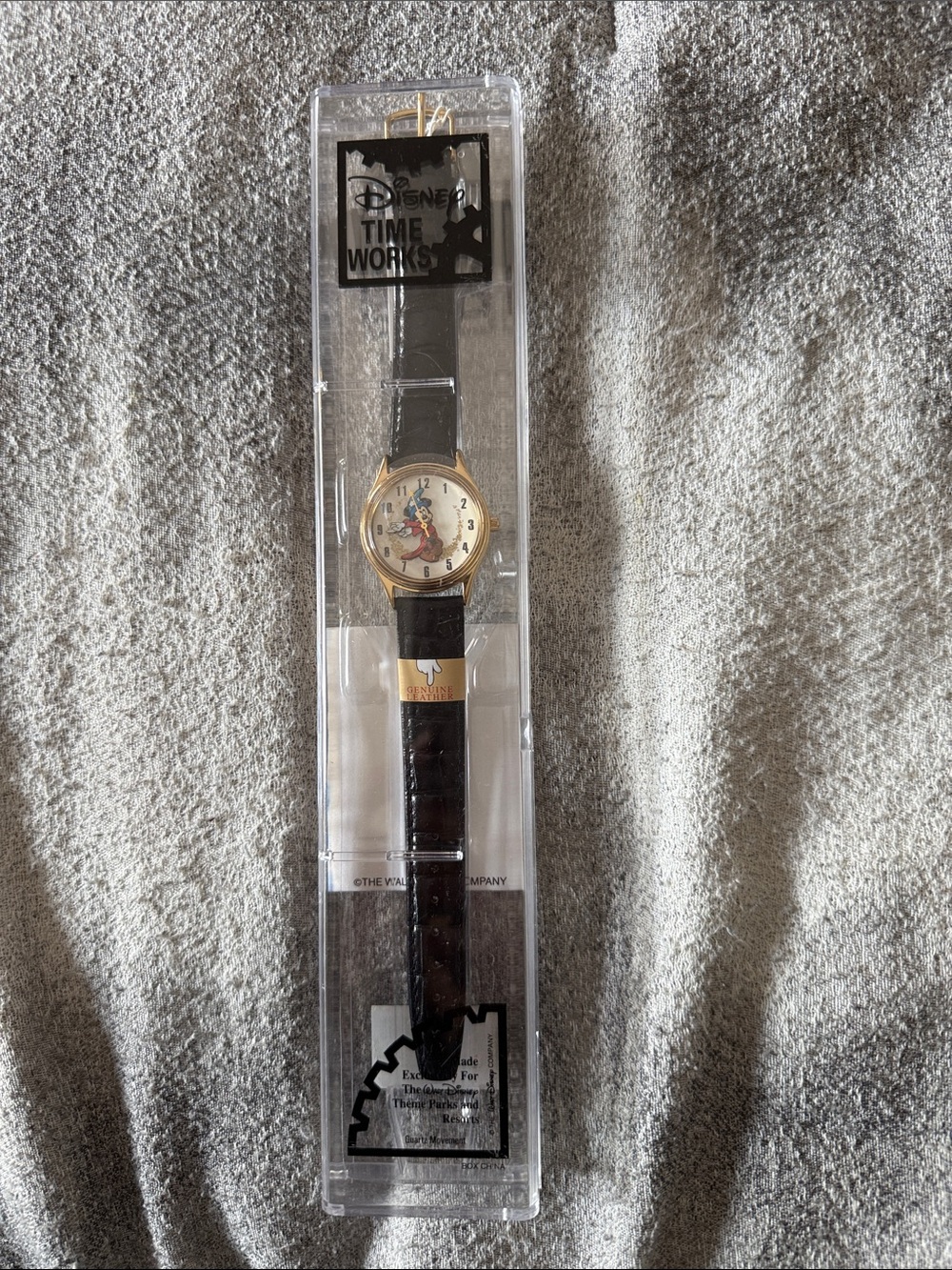 Vintage Disney Brown Strap Gold-Tone Mickey Mouse Wristwatch